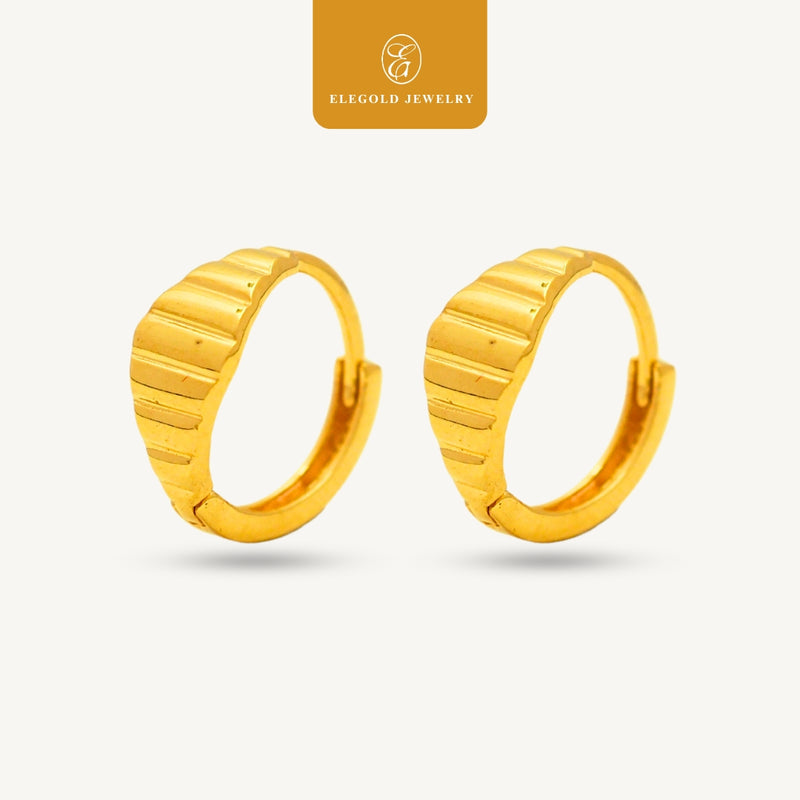 Elegold 916G Plain Half Circle Clip Earring Subang Anting-Anting - 20U8V