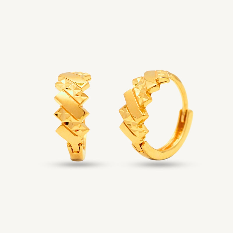 Elegold 916G Shiny Plain Mix Diagonal Clip Earring Subang Anting-Anting - 20U90