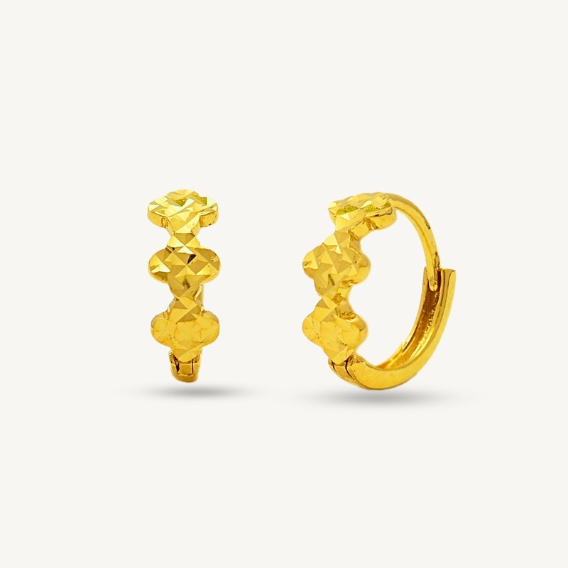 Elegold 916G Plain Shiny Clover Clip Earring Subang Anting-Anting - 20U92