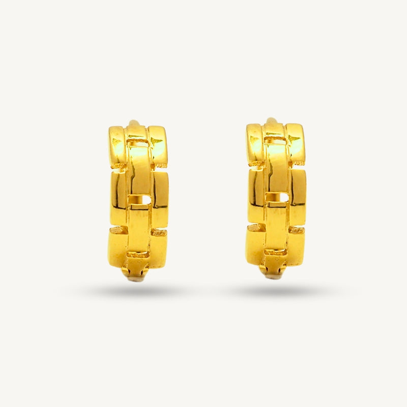 Elegold 916G Hardware Plain Solid Clip Earring Subang Anting-Anting - 20U93