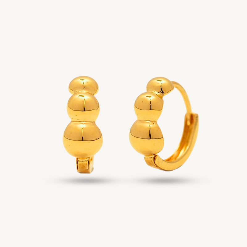 Elegold 916G Minimalist Solid Beads Plain Fashion Clip Earring Subang Anting-Anting - 20U99