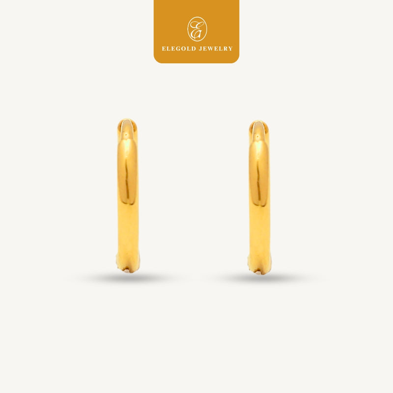 Elegold 916G Minimalist Plain Classic Solid Clip Earring Subang Anting-Anting - 20U9H