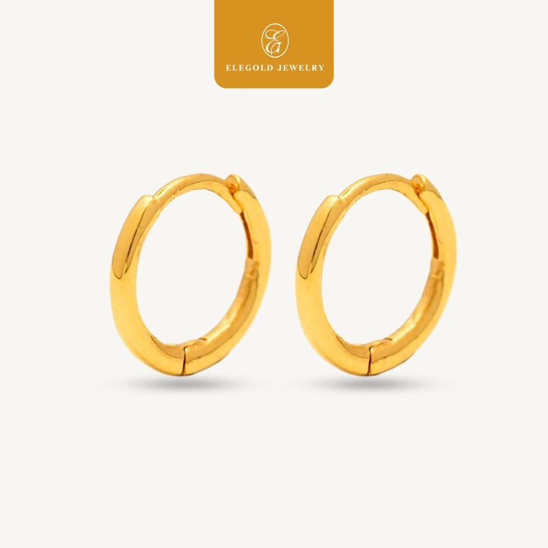 Elegold 916G Minimalist Plain Classic Solid Clip Earring Subang Anting-Anting - 20U9H