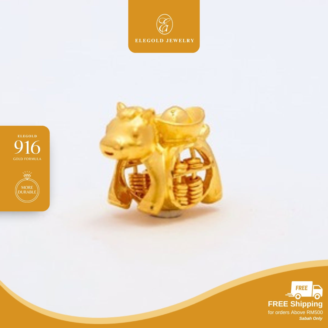 Elegold 916G Prosperity Abacus Horse Chinese Zodiac Charm Loket Pendant - 20UX6