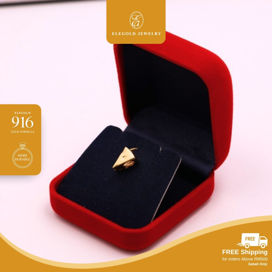 Elegold 916G Solid Plain Cheese Pastry Charm Loket Pendant - 20UXT