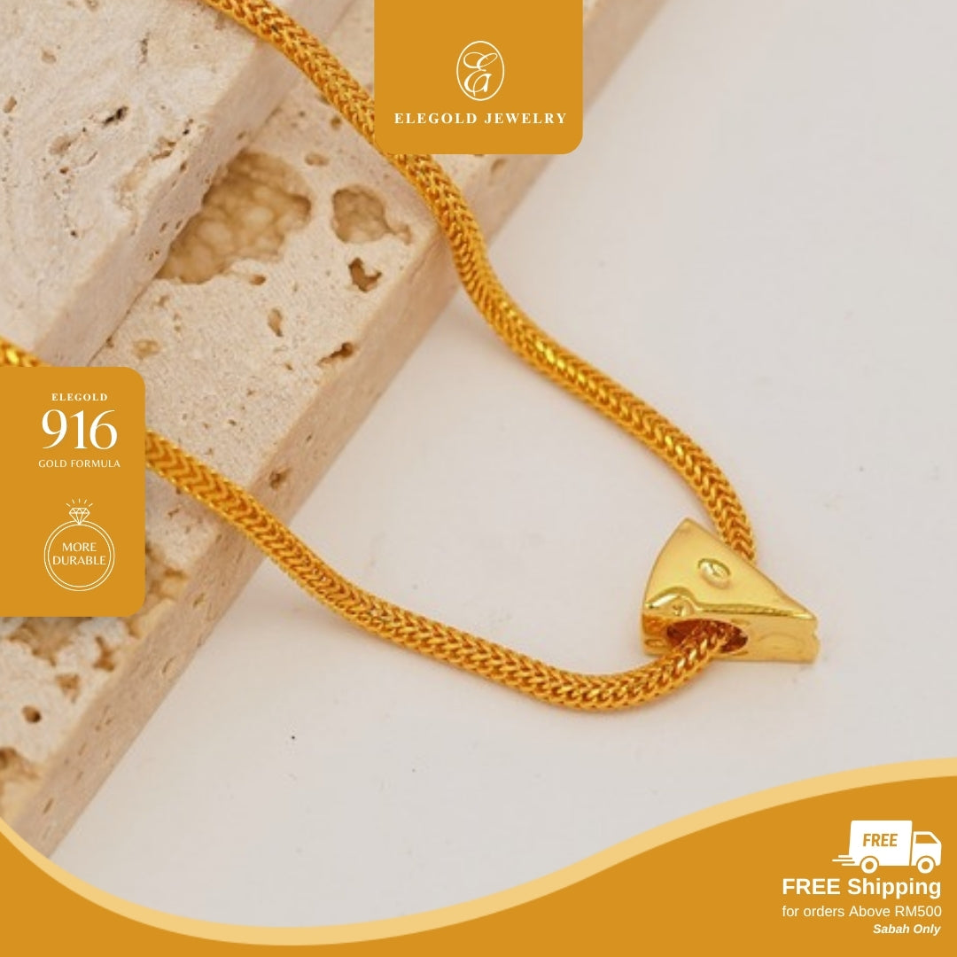 Elegold 916G Solid Plain Cheese Pastry Charm Loket Pendant - 20UXT