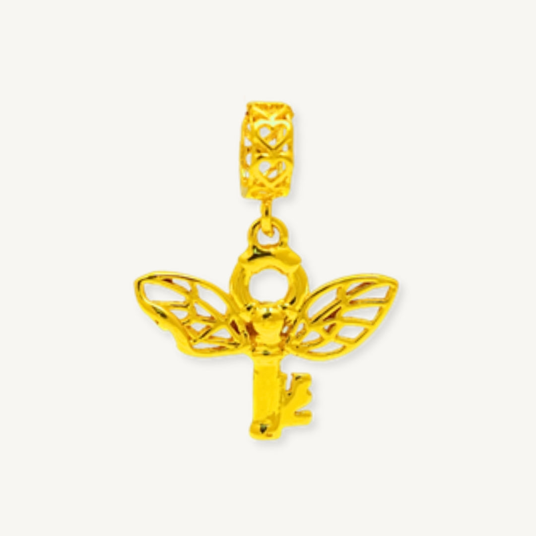 Elegold 916G Key Wings Plain Solid Charm Loket Pendant - 20UYT