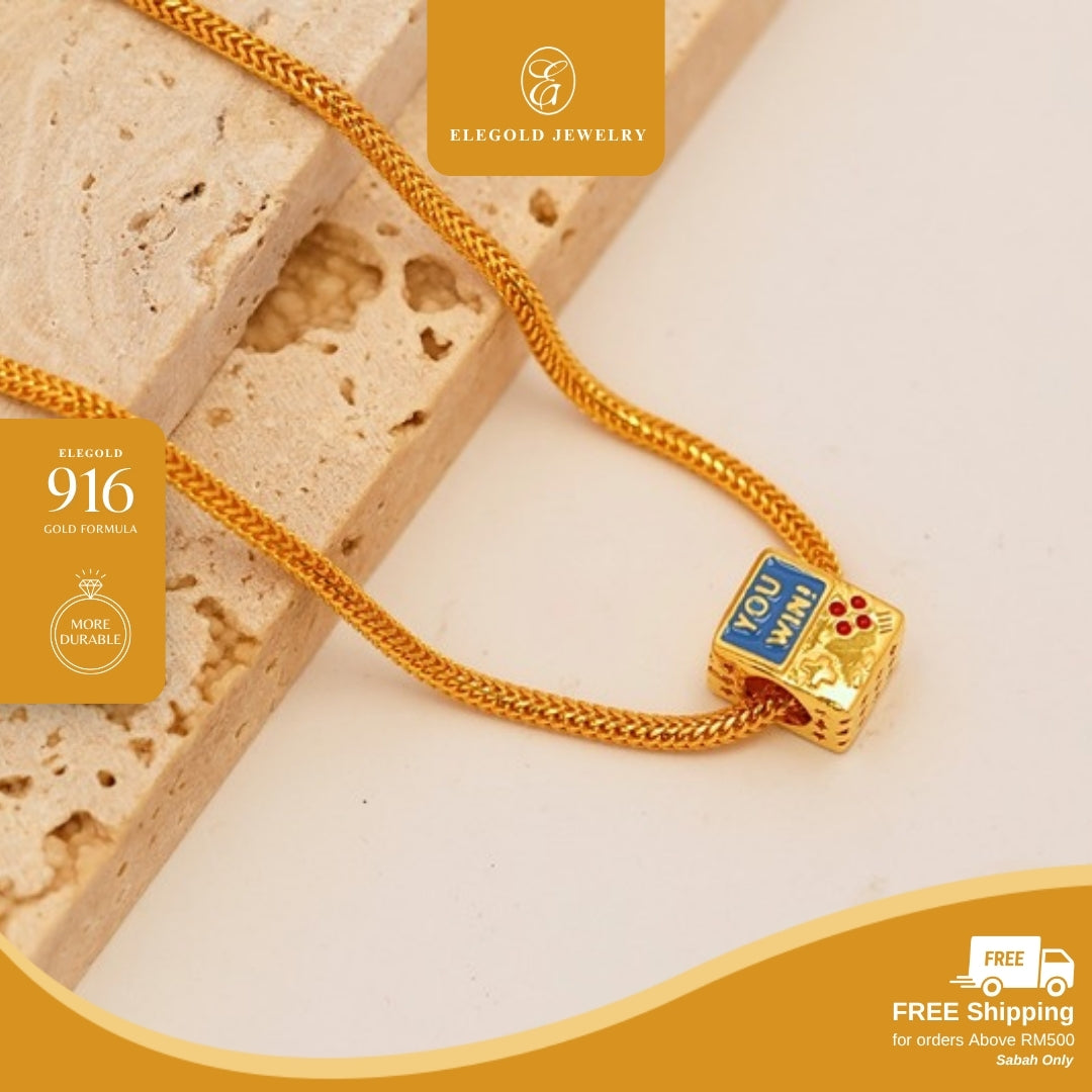 Elegold 916G Gameboy Enamel Solid Charm Loket Pendant - 20V00