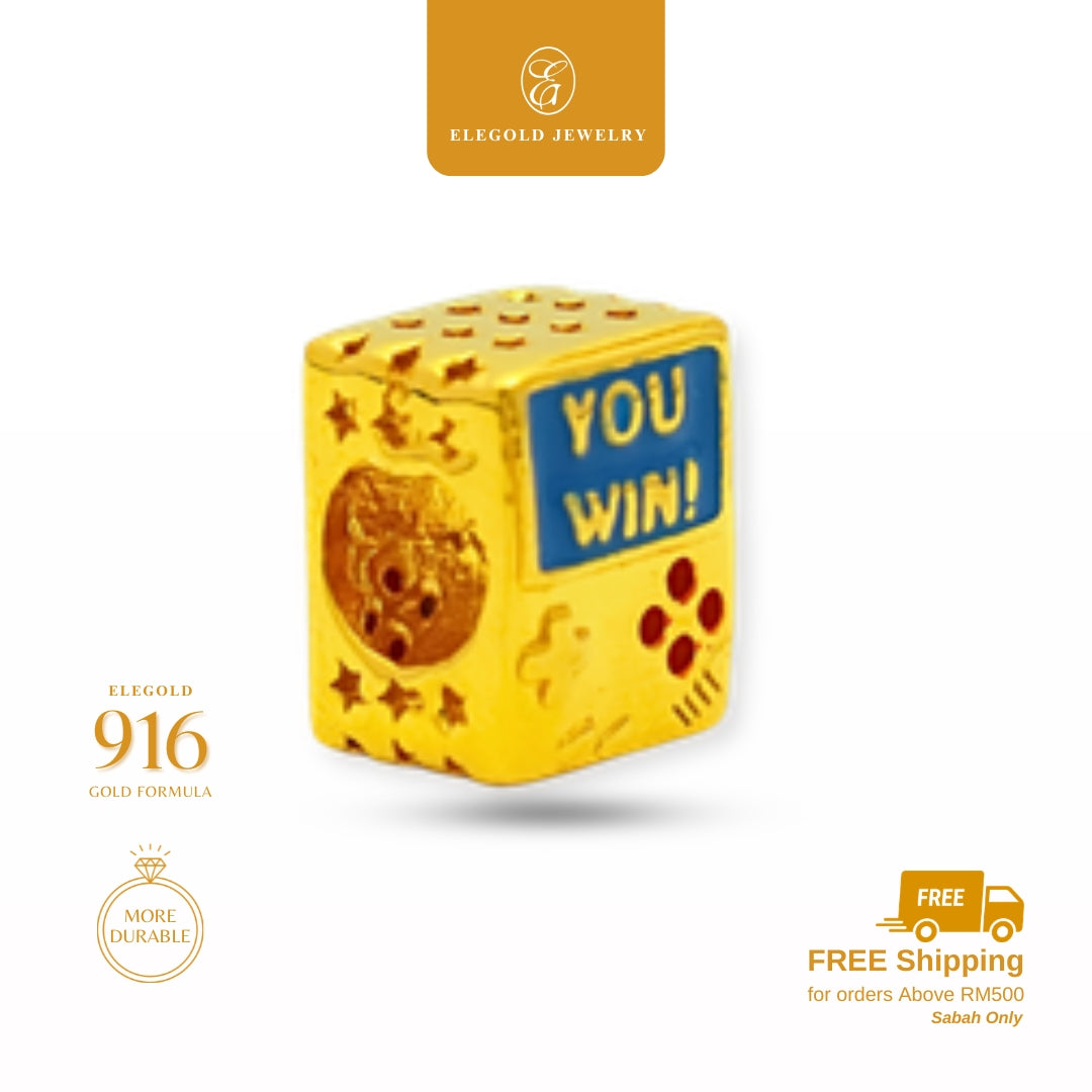 Elegold 916G Gameboy Enamel Solid Charm Loket Pendant - 20V00