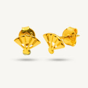 Elegold 916G Fan Plain Tiny Stud Earring Subang Anting-Anting - 20VEY