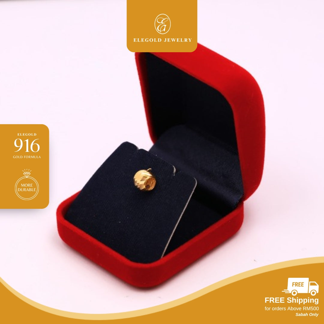 Elegold 916G Shiny Cut Fesyen Beads Charm Loket Pendant - 20VFH