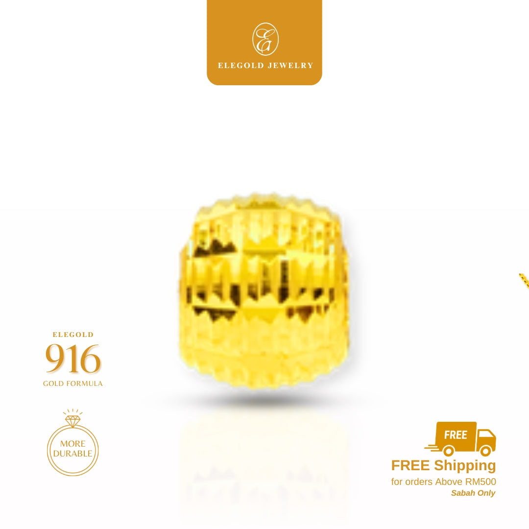 Elegold 916G Shiny Cut Fesyen Beads Charm Loket Pendant - 20VFP