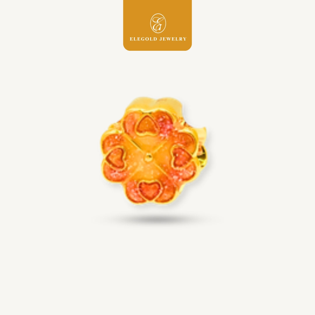 Elegold 916G Pink Petal Flower Hallow Charm Loket Pendant - 20VFX