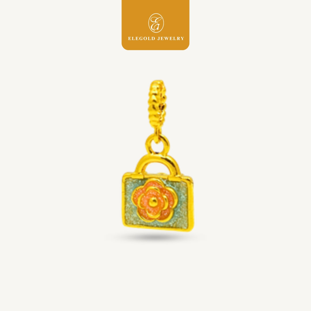 Elegold 916G Modern Luxury Perfume Bag Charm Loket Pendant - 20VFY