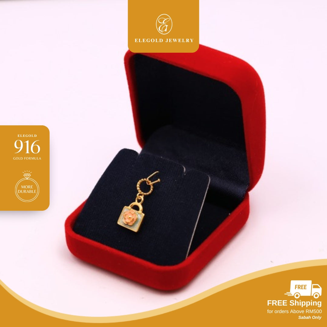 Elegold 916G Modern Luxury Perfume Bag Charm Loket Pendant - 20VFY