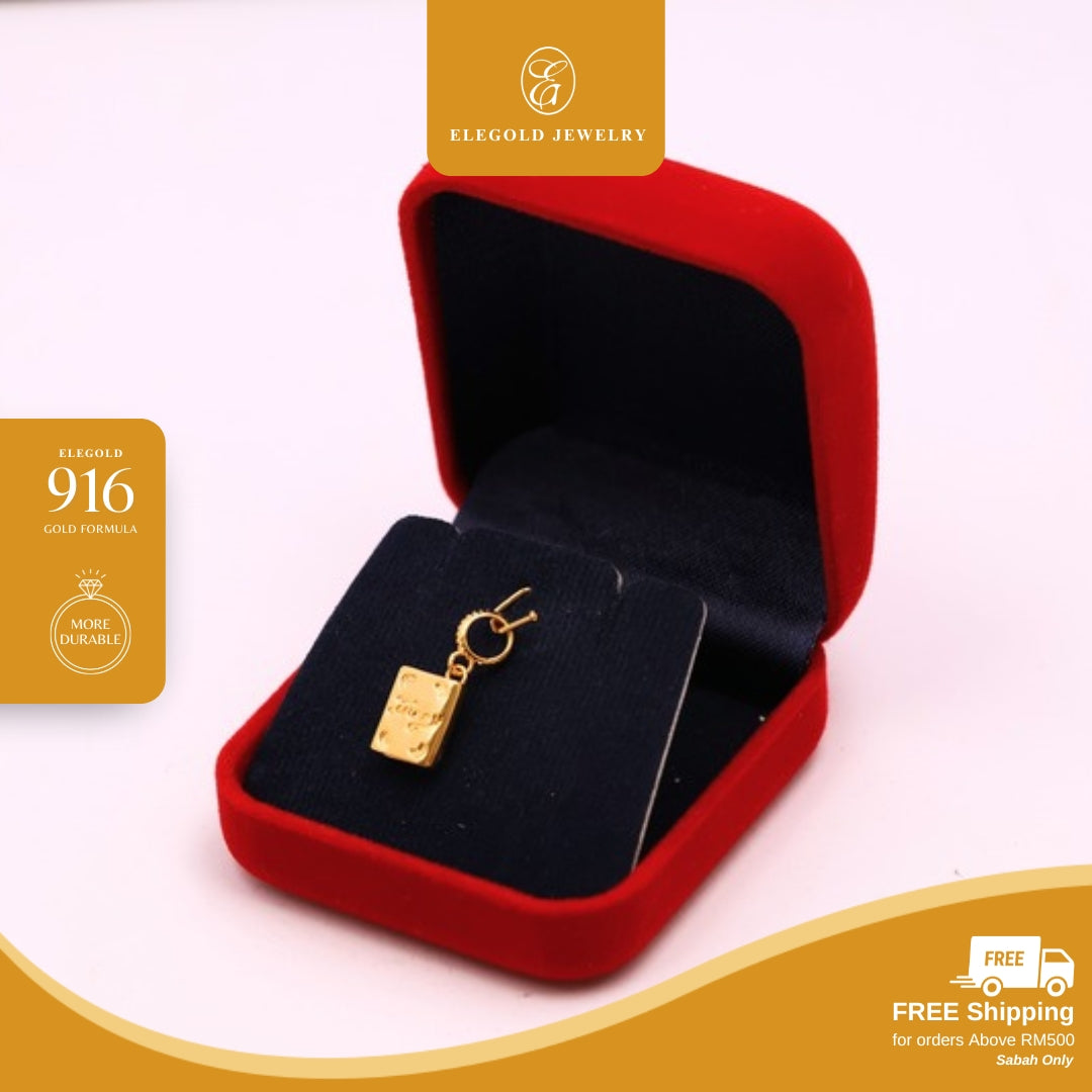 Elegold 916G Books Diary Flower School Set Hallow Charm Loket Pendant - 20VG1
