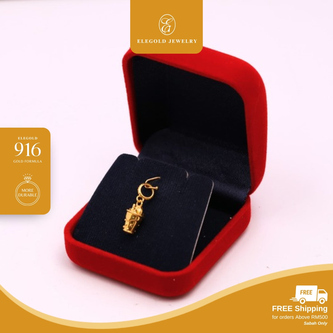 Elegold 916G Pastry Ice Cream Plain Dessert Drink Loket Pendant - 20VG6