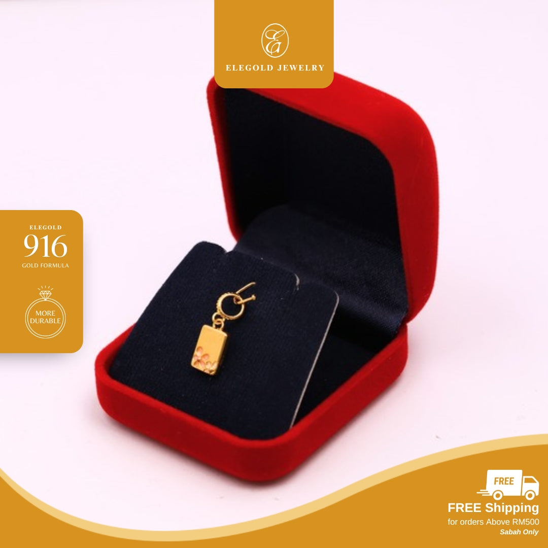 Elegold 916G Books Diary Flower School Set Hallow Charm Loket Pendant - 20VG8