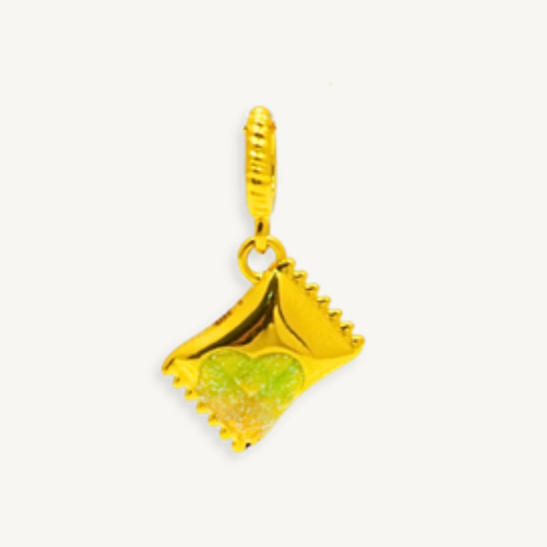 Elegold 916G Heart Snack Package Enamel Plain Charm Loket Pendant - 20VGD