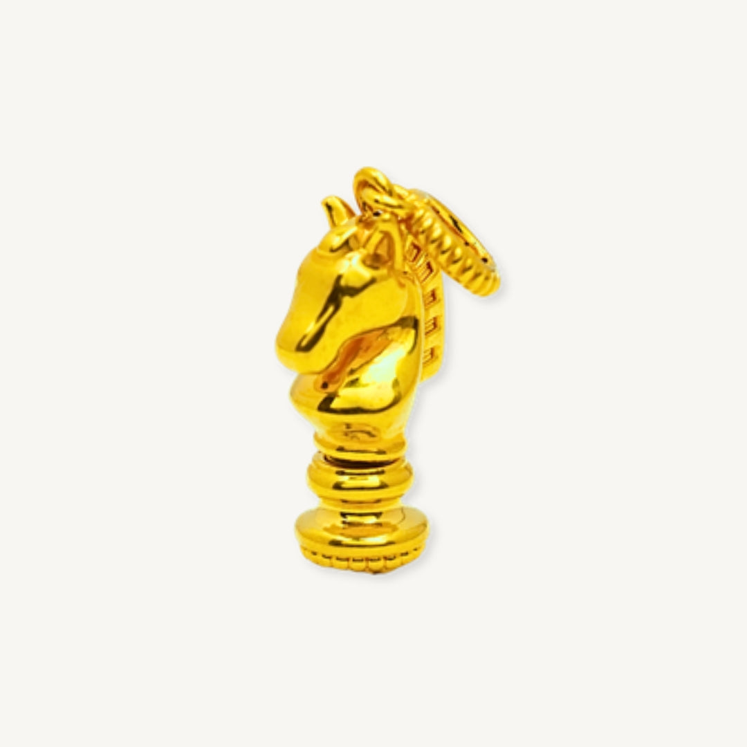 Elegold 916G Horse Plain Majestic Bold Solid Charm Loket Pendant - 20VGF