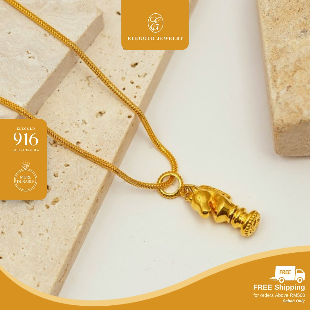 Elegold 916G Horse Plain Majestic Bold Solid Charm Loket Pendant - 20VGF