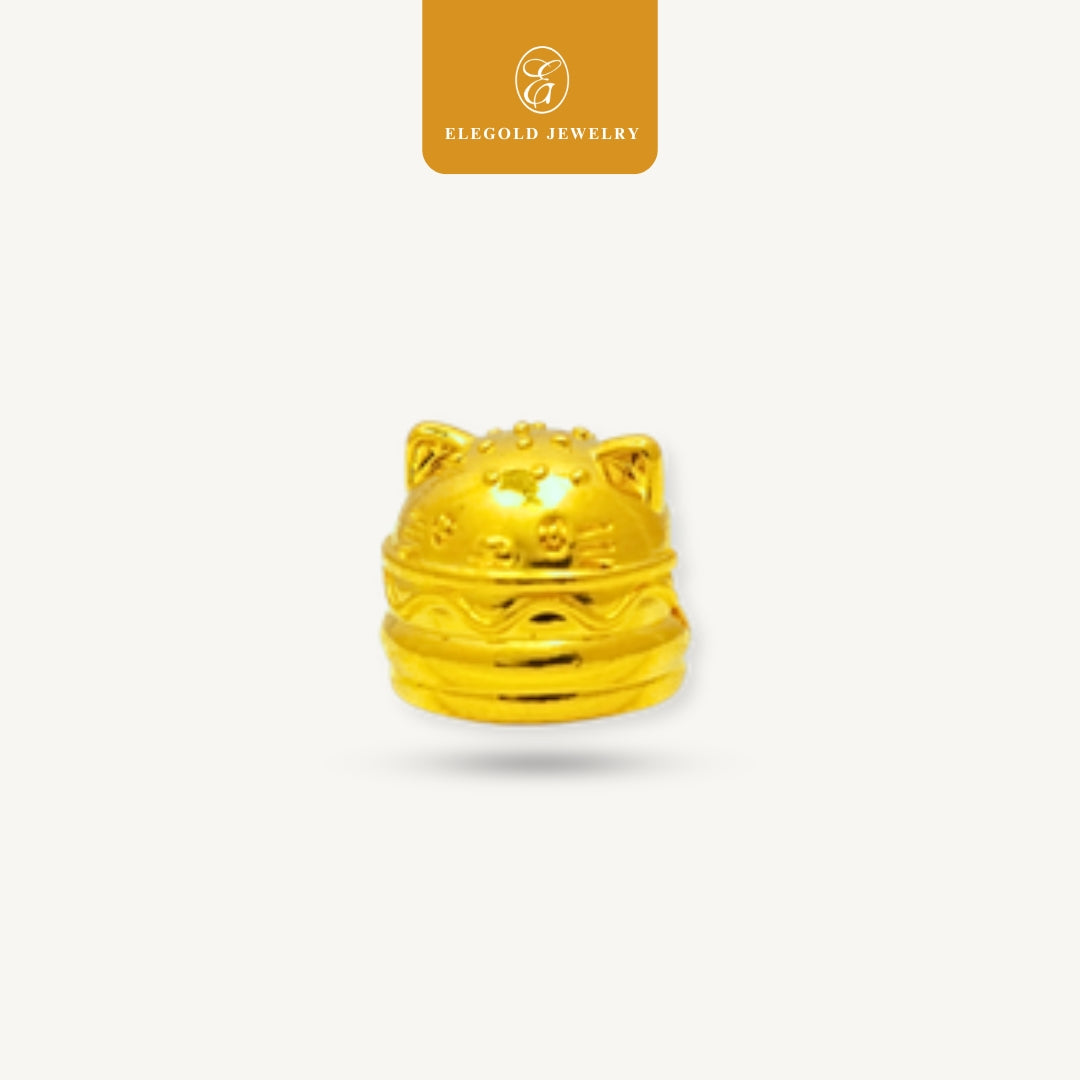 Elegold 916G Cat Tiny Plain 5G Hallow Charm Loket Pendant - 20VGJ