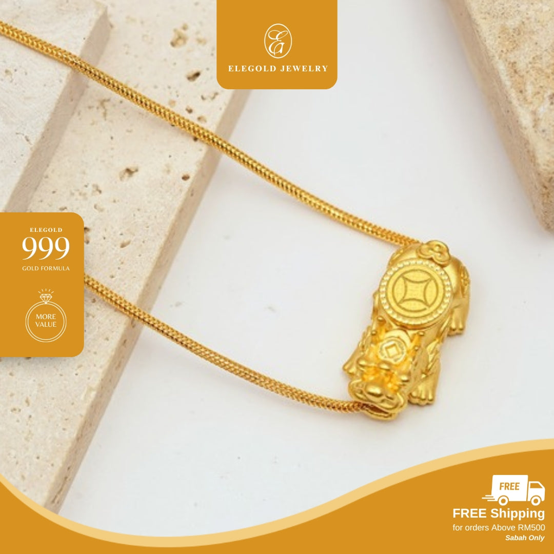 Elegold 999G Pixiu Prosperity Bold Charm Loket Pendant - 20VGY