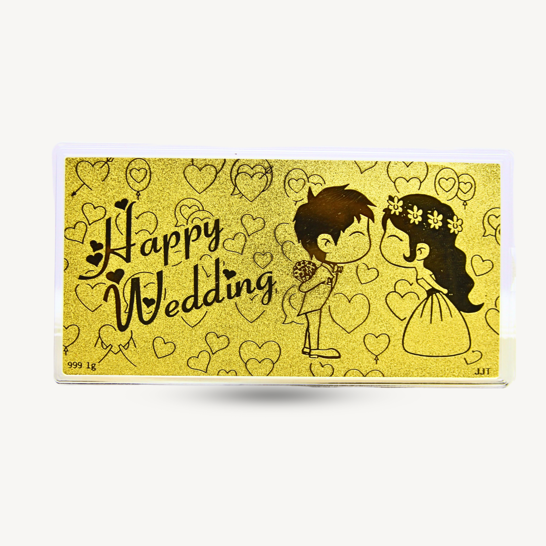 999G/24K 1g Gold Wafer Happy Wedding