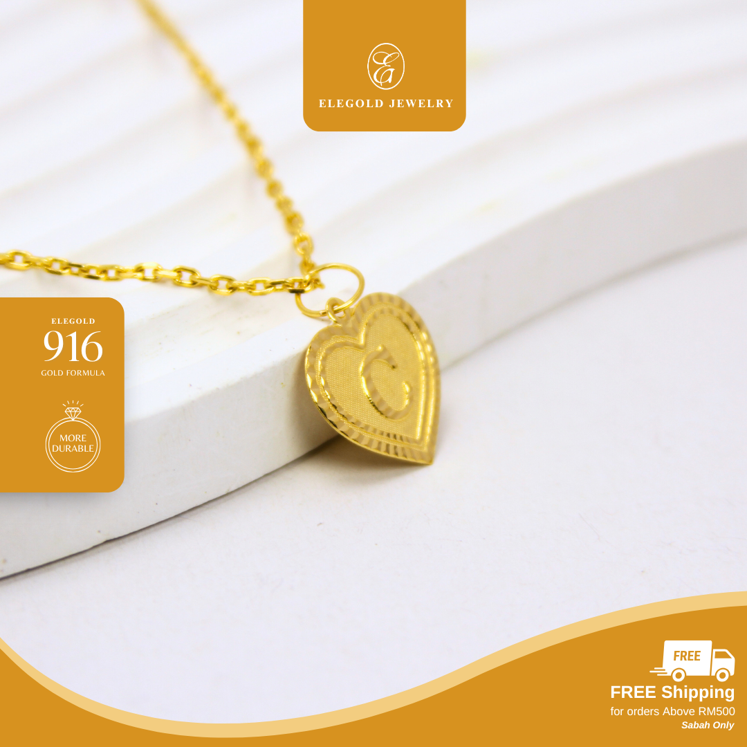 Love Alphabet Shiny Cut Gifts Gold Pendant Elegold