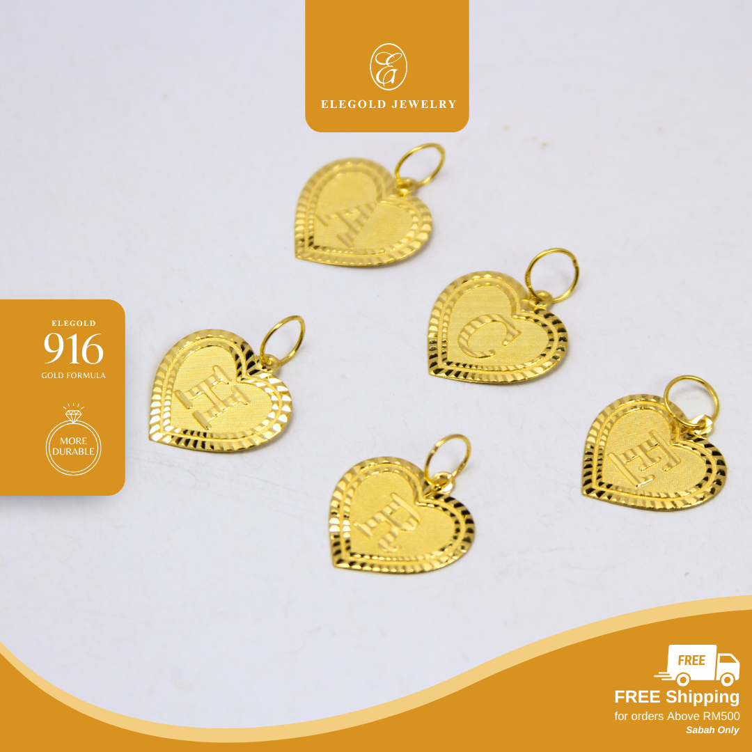Love Alphabet Shiny Cut Gifts Gold Pendant Elegold