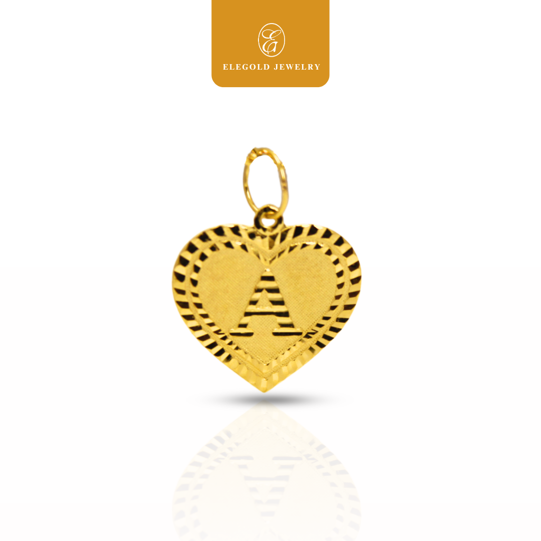 Love Alphabet Shiny Cut Gifts Gold Pendant Elegold
