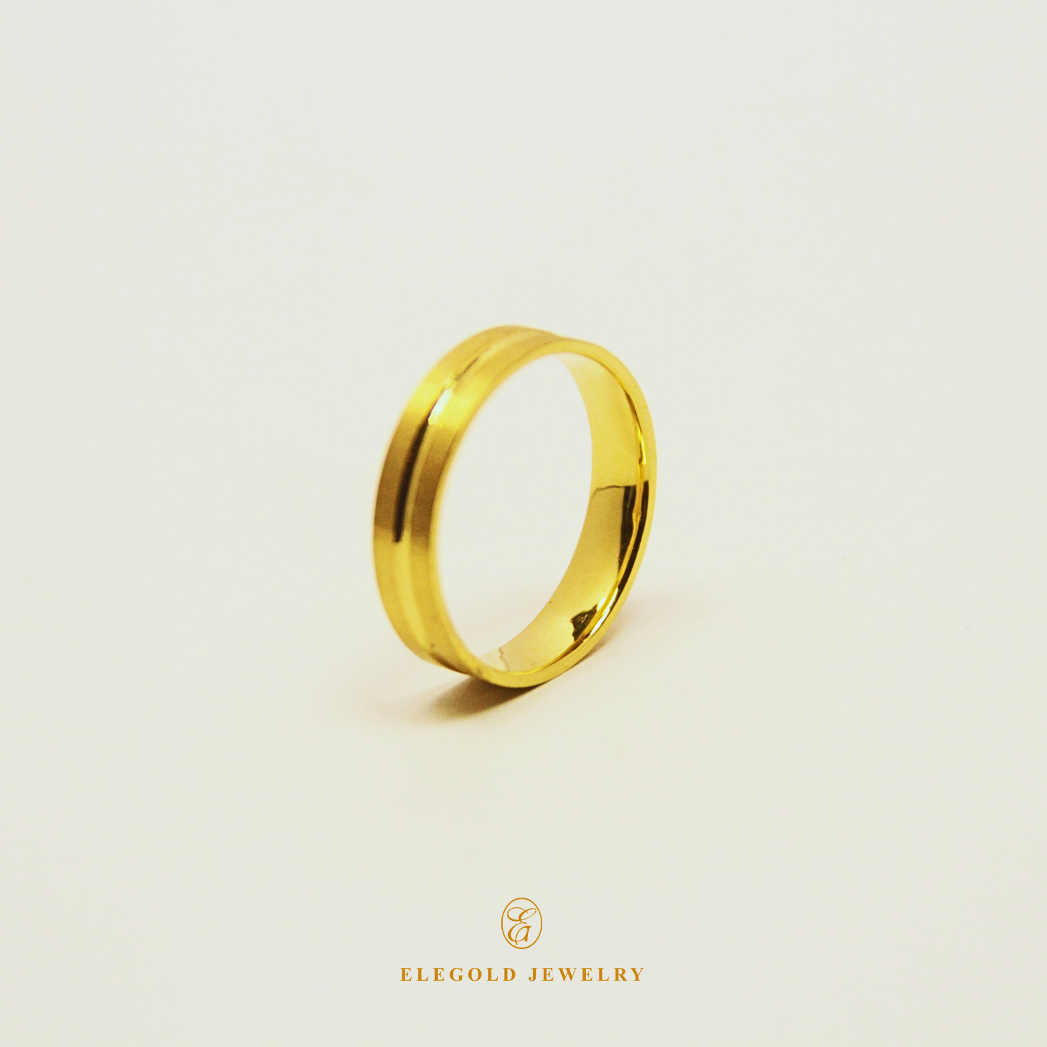 Elegold Premium Solid Centre Cut Matte Finish Thick 916 Gold Ring (Comfort) - 20L6R