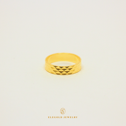 Elegold Diagonal Shiny Cut 916 Gold Ring - 20QN4