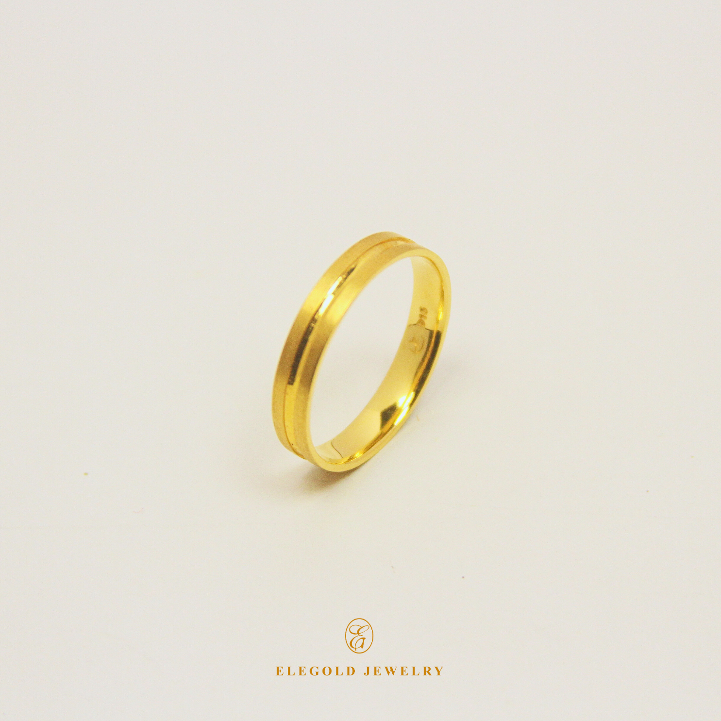 Elegold Premium Centre Cut Matte Finish Thin 916 Gold Ring (Comfort) - 20PKV