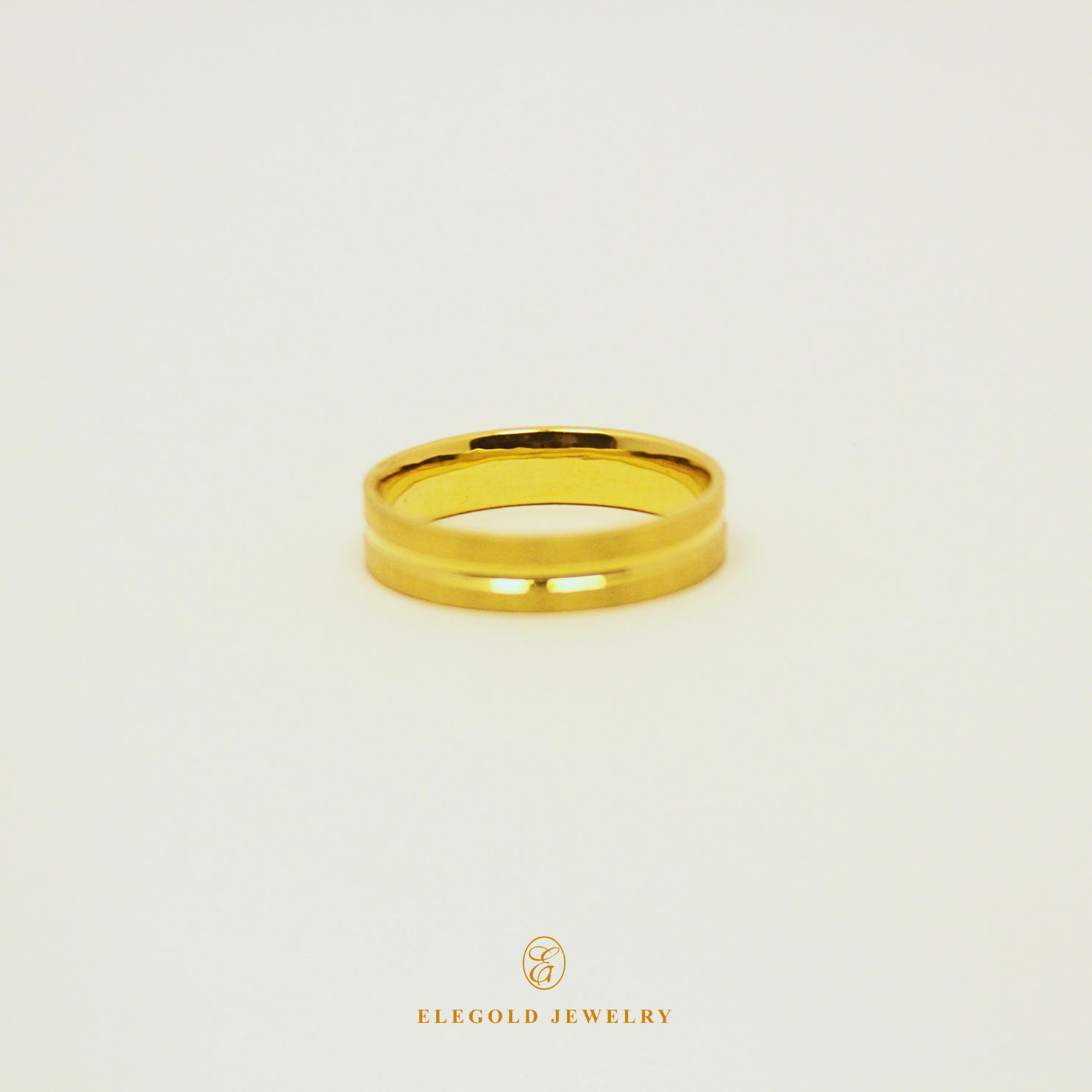 Elegold Premium Centre Cut Matte Finish Thin 916 Gold Ring (Comfort) - 20PKV