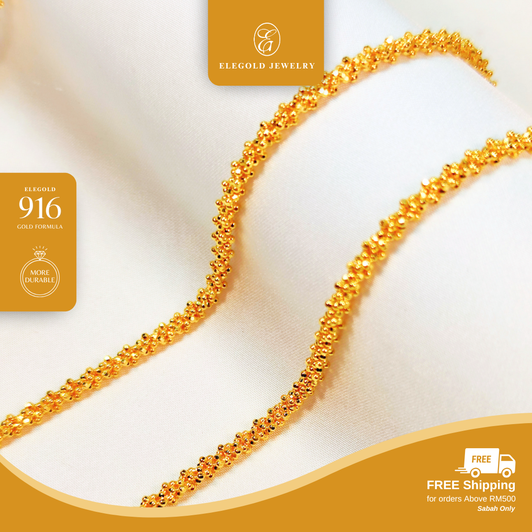 916G Jagung Solid Full Stair Chain Necklace Elegold - 20PAJ