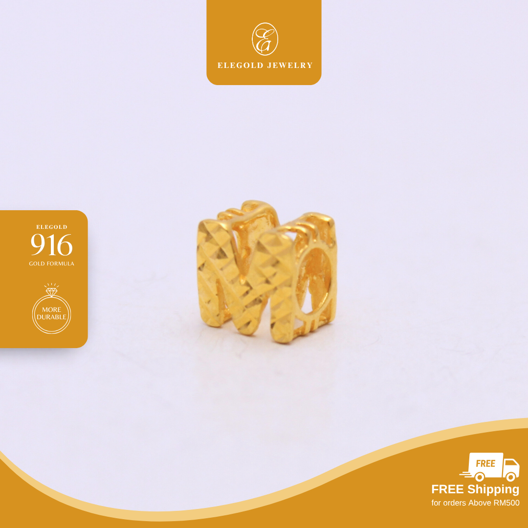 916/22K Gold Alphabet Charm Shiny Cut Series Elegold