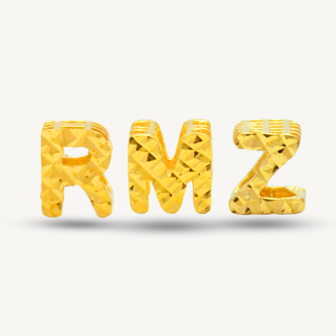 916/22K Gold Alphabet Charm Shiny Cut Series Elegold