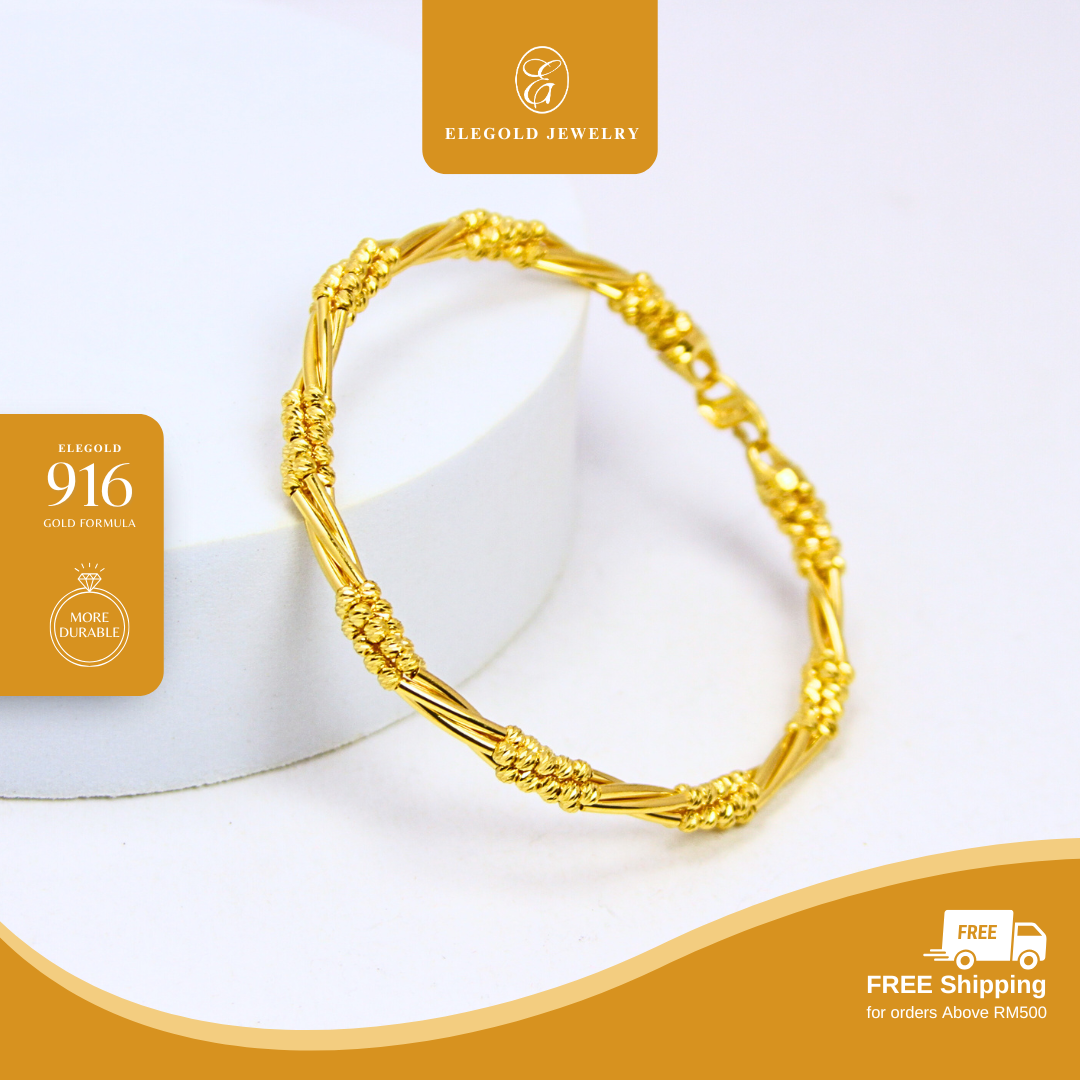 Single Tone Premium Beads Bangle Gold Bangle Elegold