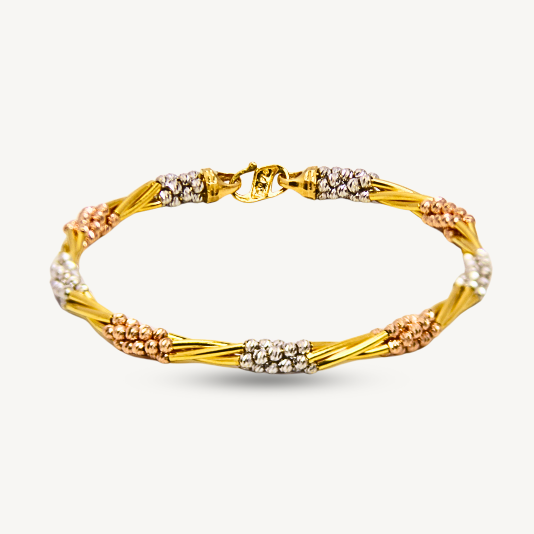 Triple Color Premium Beads Bangle Gold Bangle Elegold