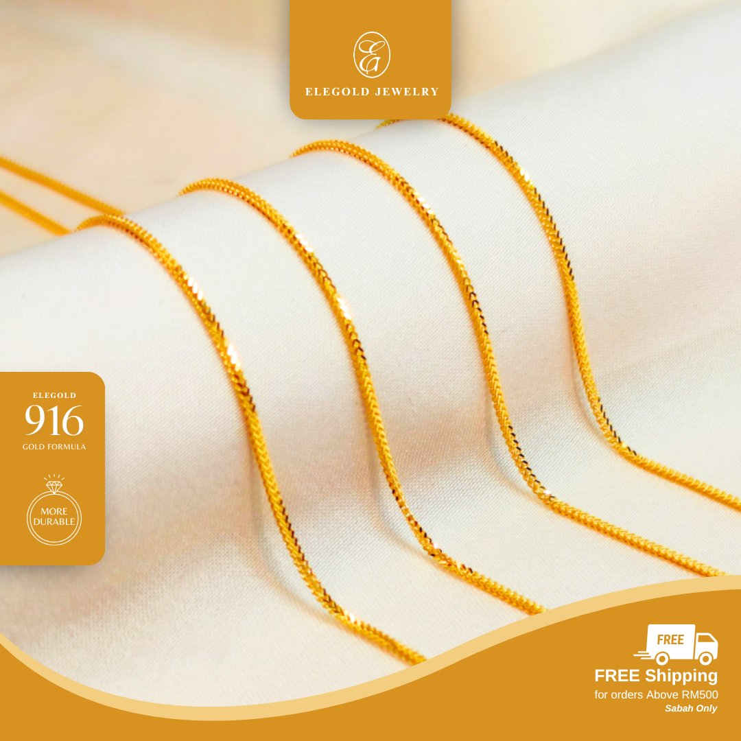 916G Franco Box Chain Rantai Leher Belut Padu Necklace Elegold - 20PPS