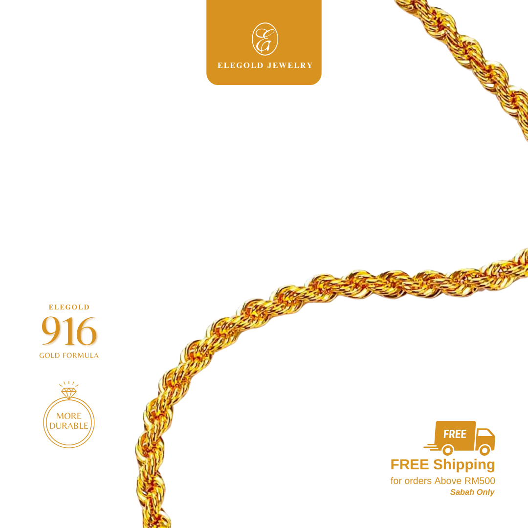 916G Rope Chain Rantai Leher Pintal Necklace Elegold - 20RAD