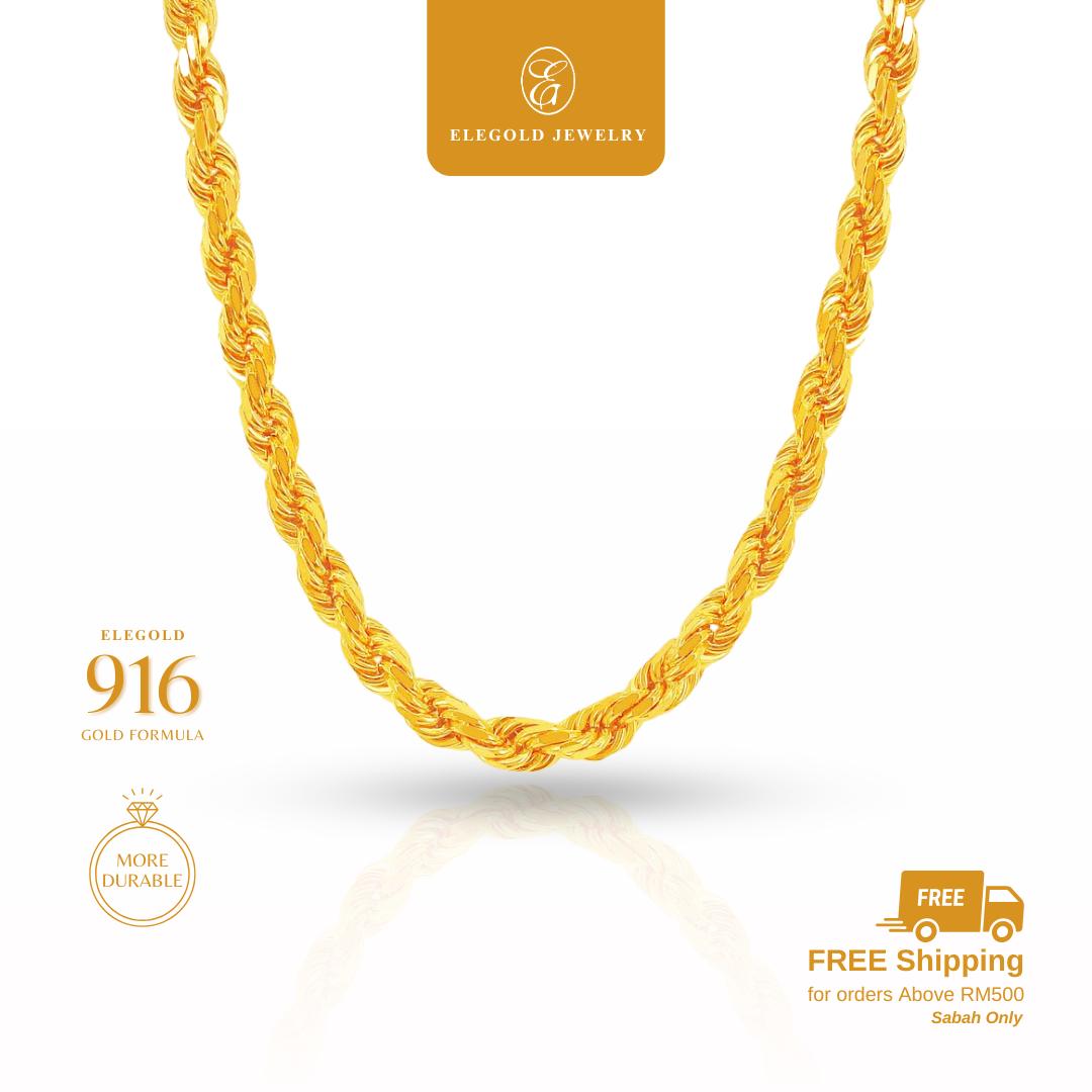 916G Rope Chain Rantai Leher Pintal Necklace Elegold - 20RAD