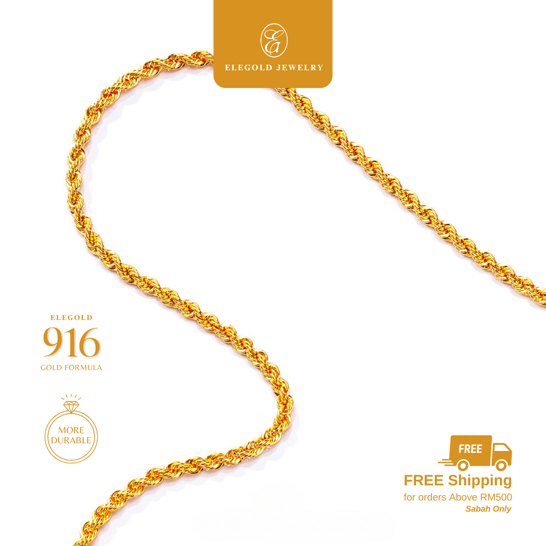 916G Rope Chain Rantai Leher Pintal Necklace Elegold - 20RAD