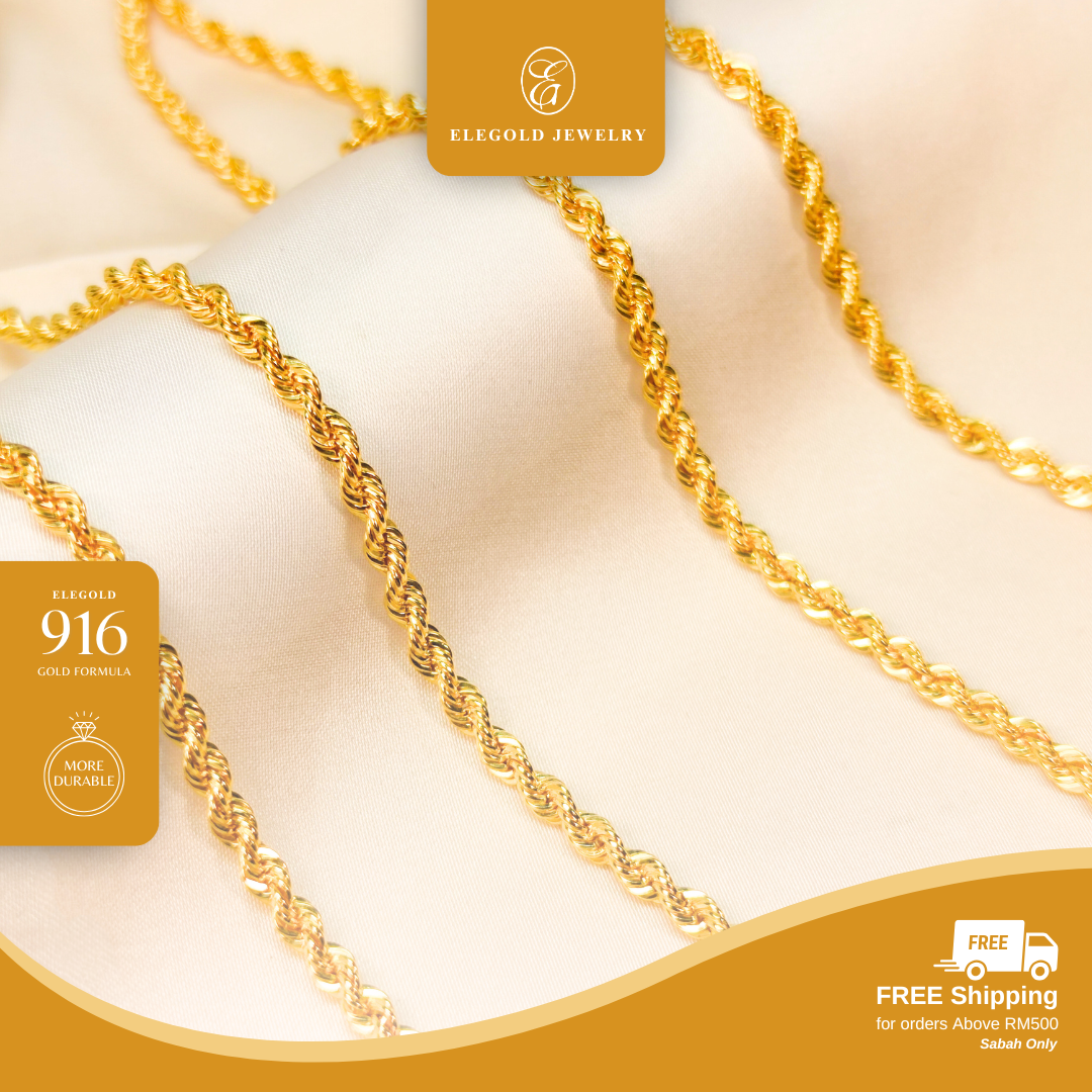916G Rope Chain Rantai Leher Pintal Necklace Elegold - 20RAD