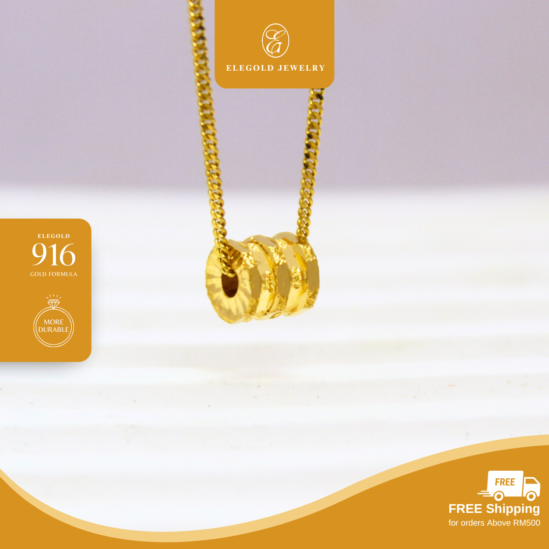 Plain Sandy Bead 916 Gold Charm Elegold