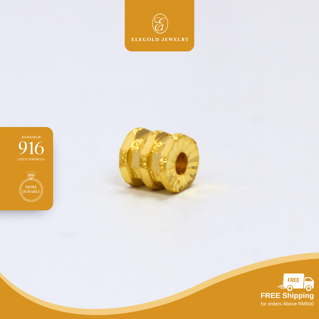 Plain Sandy Bead 916 Gold Charm Elegold