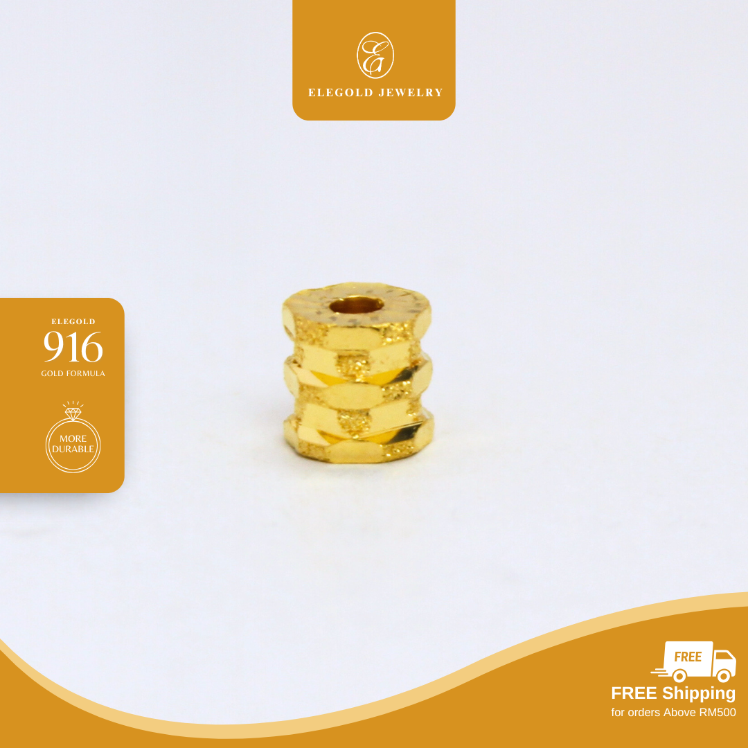 Plain Sandy Bead 916 Gold Charm Elegold