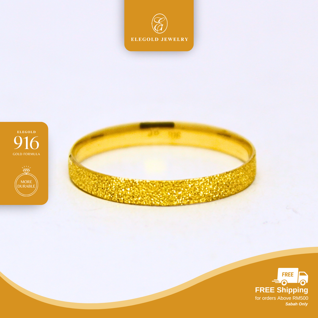 Sand Finish Comfort Fit Wedding Gold Ring Elegold