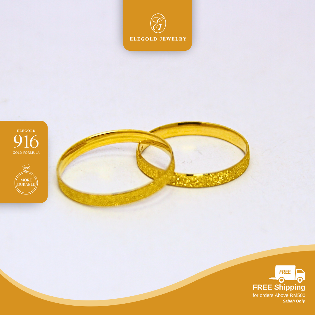 Sand Finish Comfort Fit Wedding Gold Ring Elegold